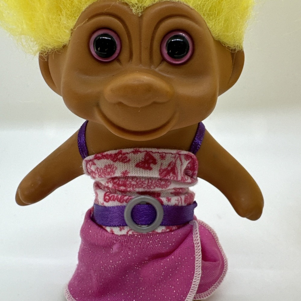 2 Vintage 1991 TNT TROLL DOLLS Yellow Hair Blue Pink Eyes - Picture 10 of 14